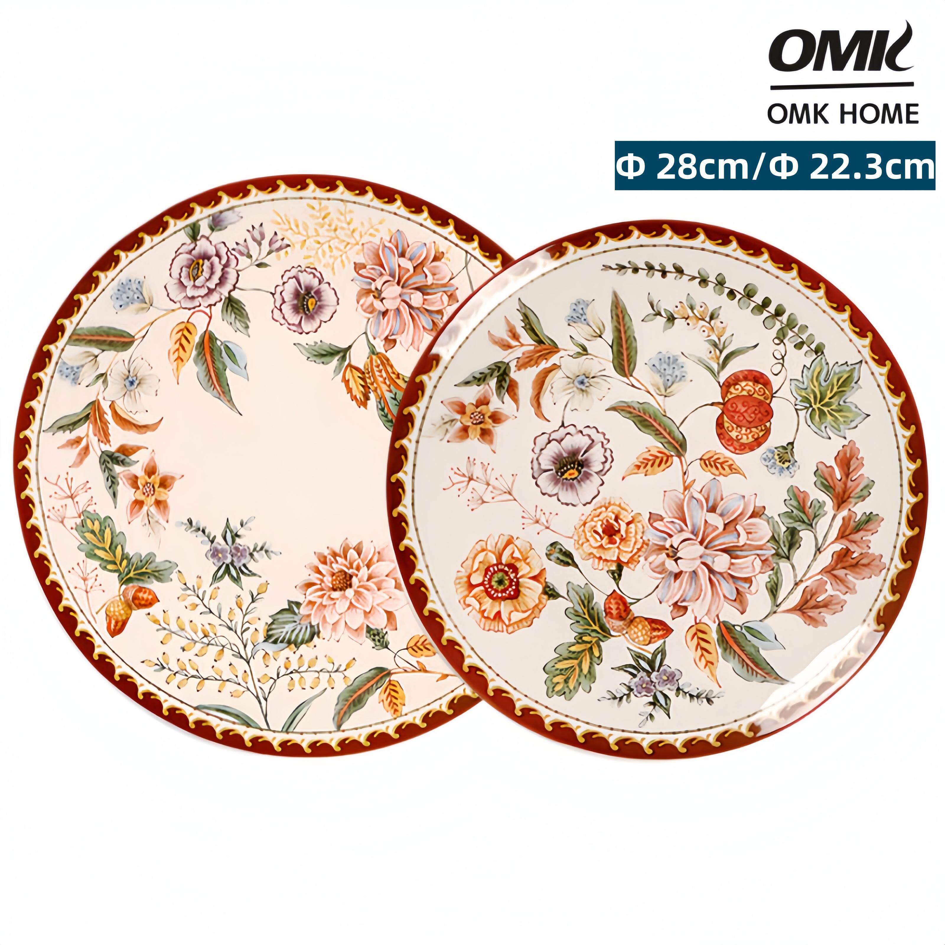 Omk đĩa ăn tối gốm sơn tay Phong cách cổ điển Pháp
