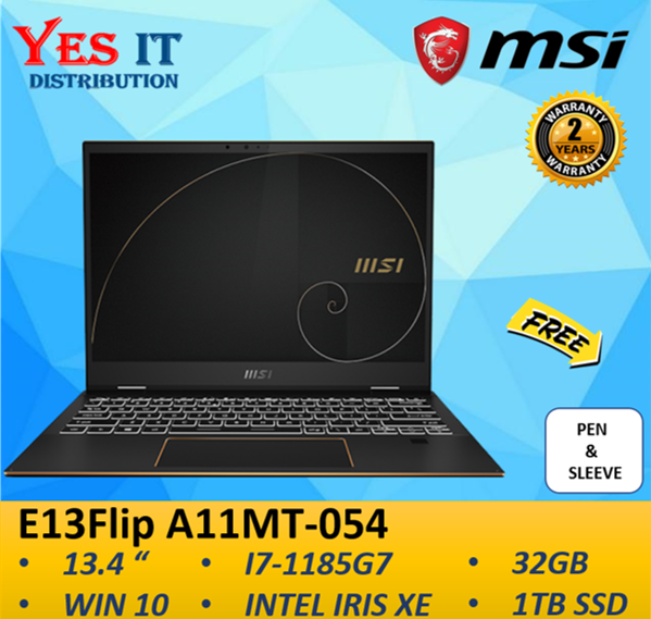 MSI Summit E13Flip A11MT-054 13.4" FHD Laptop Black ( i7-1185G7, 32GB, 1TB SSD, Intel, W10, 2YW ) FREE SLEEVE