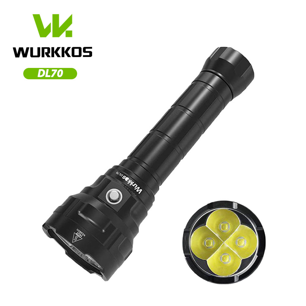Wurkkos DL70 Scuba Diving Super Bright Double 26650 Battery 13000lm IPX8 Waterproof Underwater Dive LED Light 4PCS XHP50B 4 Modes Powerful Diving Flashlight ราคา 2,223 บาท*ส่งฟรี