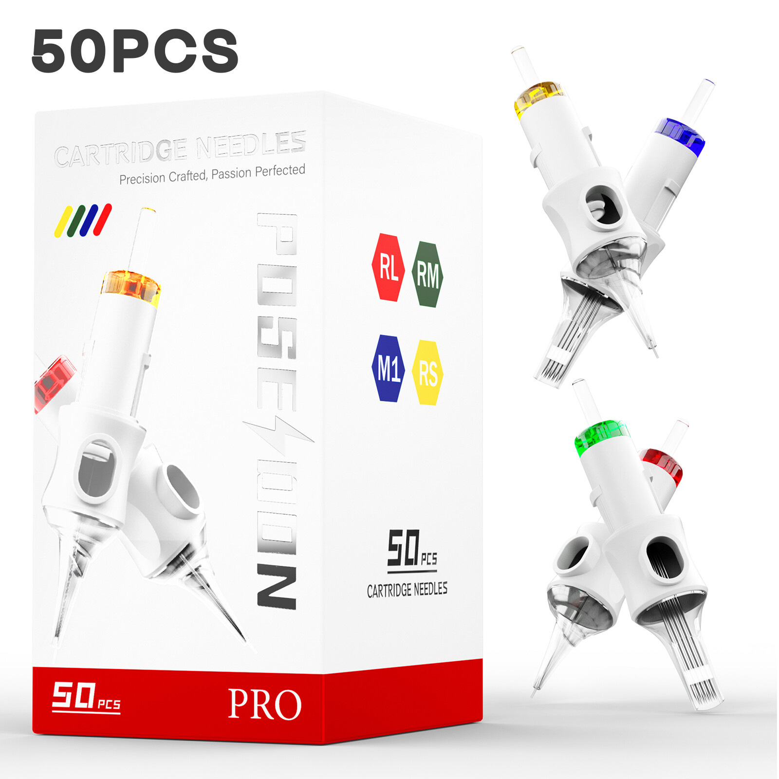  Poseidon kim xăm Cartridge 50 cái hộp Kích thước hỗn hợp kim xăm dùng một lần để máy xăm hình xăm bị bảo vệ cung cấp phụ kiện xăm hình cho nghệ sĩ 