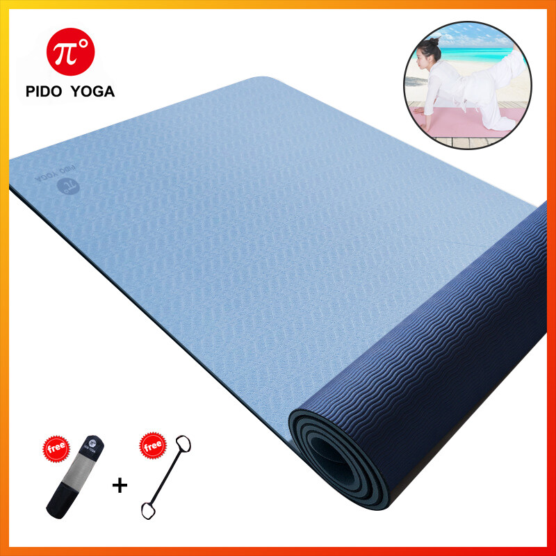 WWWW PIDO Yoga Mat Eco Friendly TPE Non Slip Yoga Mats by SGS Certified with Carrying Strap,72x24 Extra Thick 1/4 for Yoga Pilates Fitness Exercise Mat 