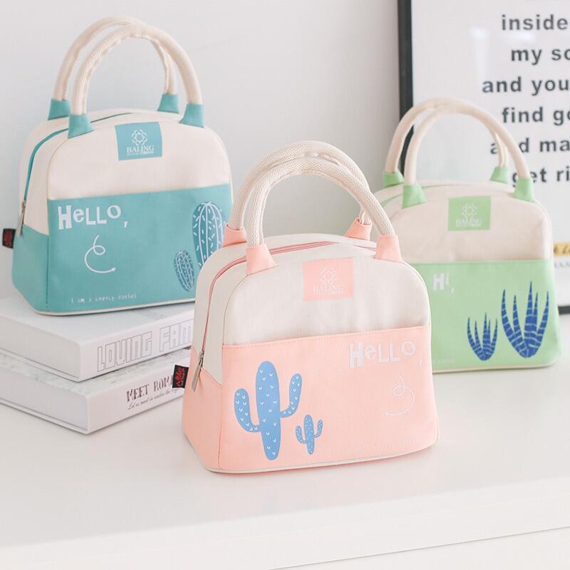 Gambar Portable Lunch Bag Women Food Thermal Pouch Kids Picnic Fruit Snack Keep Fresh Pack Drink Insulated Keep Cool Package Supplies