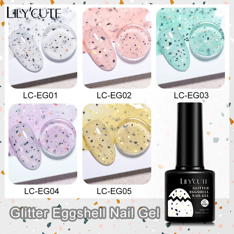 Lilycute gel uv móng tay vỏ trứng nhũ vàng 7ml sơn móng tay nghệ thuật kim sa nhiều màu gel uv ngâm gel nghệ thuật móng tay