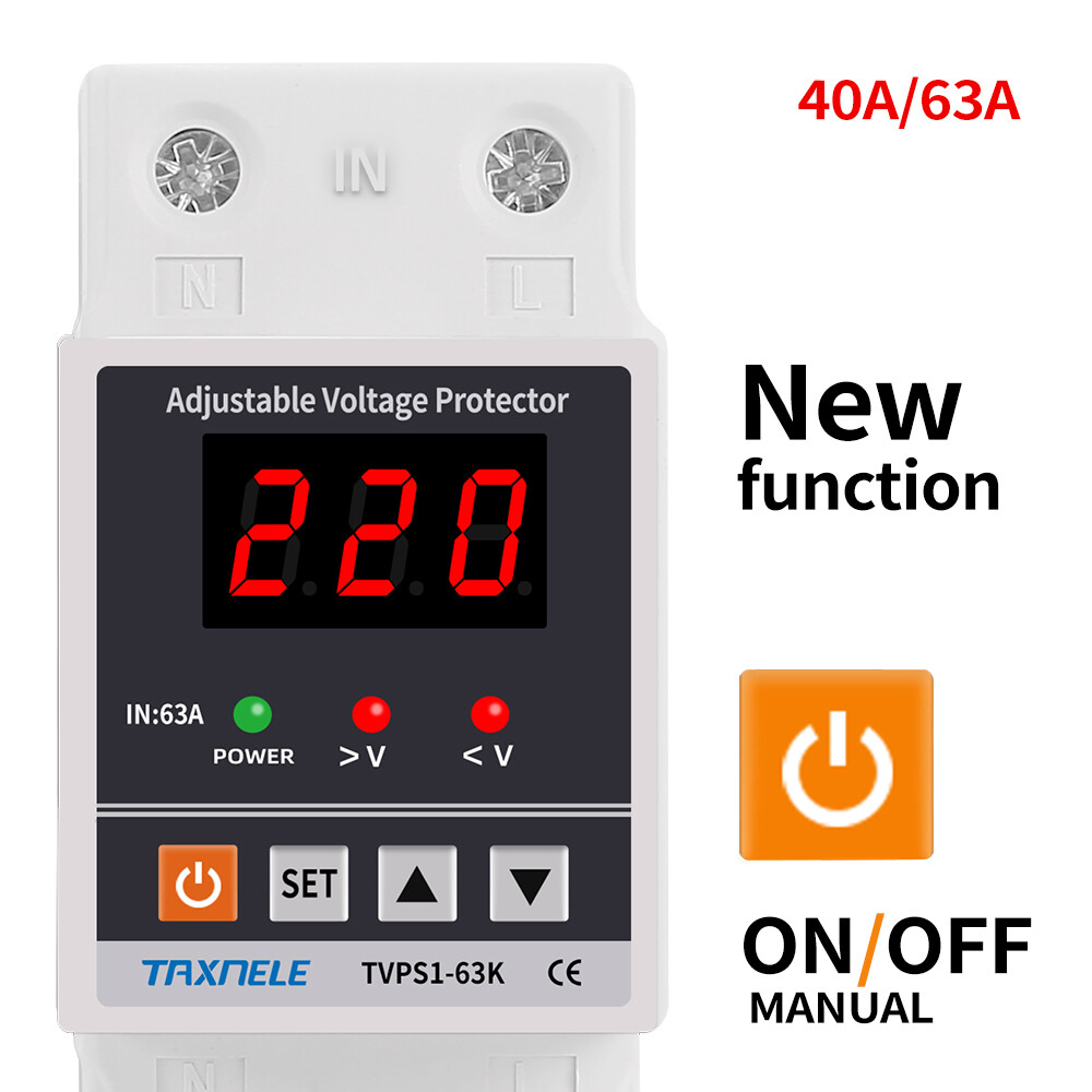 Thanh ray din 40a 63a 220v, thiết bị bảo vệ kết nối lại và dưới điện áp có thể điều chỉnh bảo vệ quá áp
