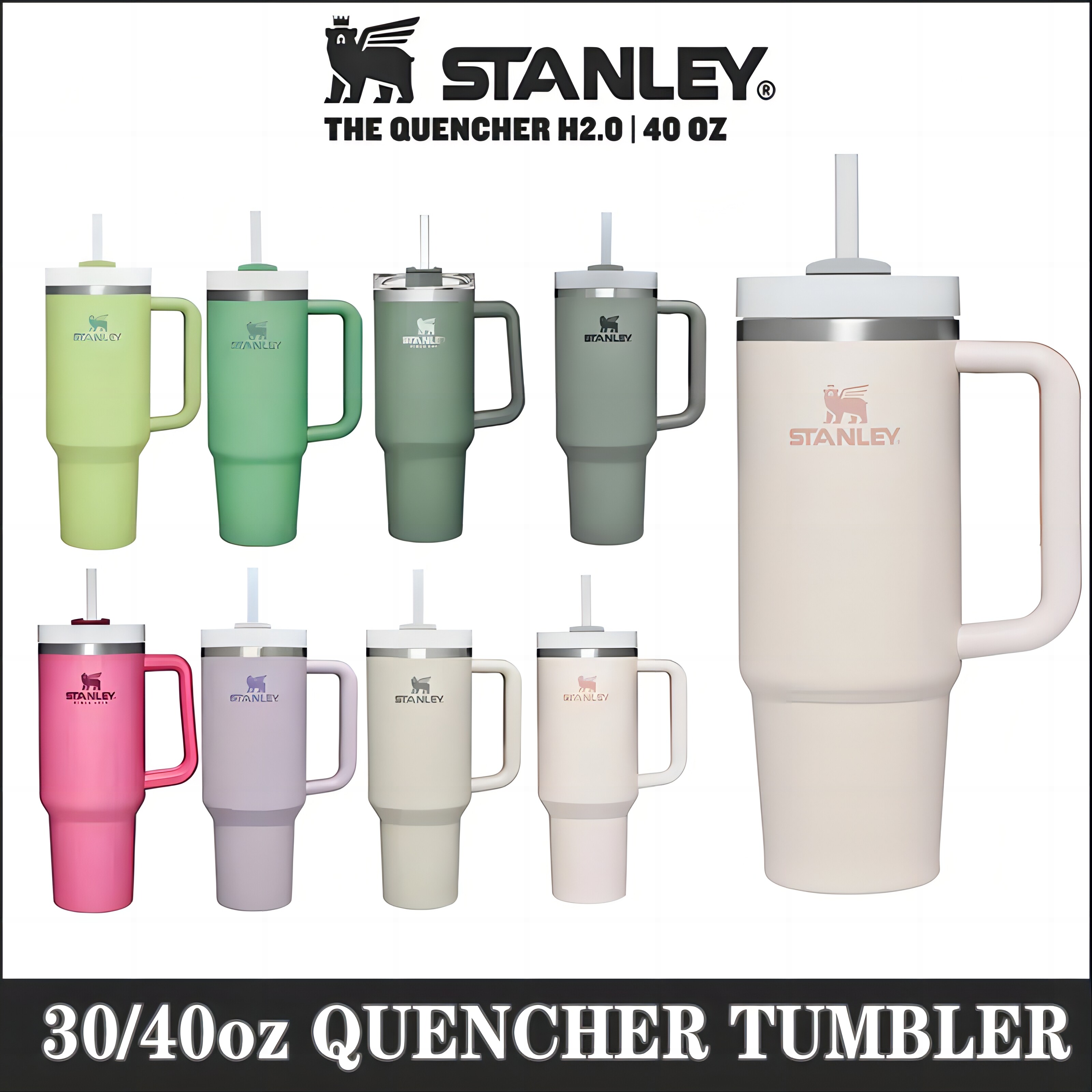 [100% xác thực] Stanley 30oz/40oz phiêu lưu quencher H2.0 Cốc có tay cầm chân không thép không gỉ cách nhiệt cốc hình xe hơi Cốc mang theo khi đi lại đá nhiệt