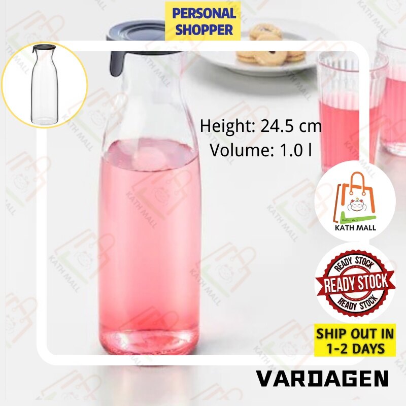 Gambar VARDAGEN Carafe with lid, clear glass1.0 l I Serahi berpenutup