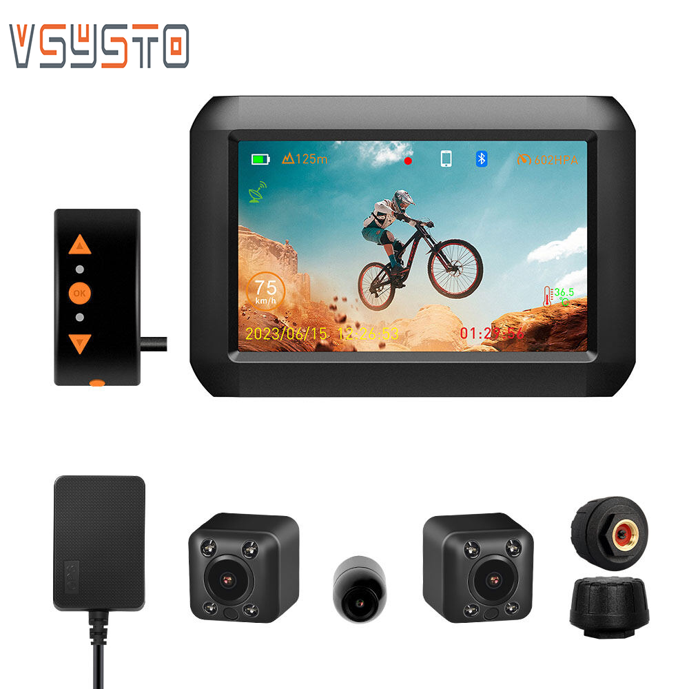 VSYSTO Waterproof Bicycle Camera F3K with 4.0'' Screen, 3-Channel 1080P Cameras,Wireless WIFI Bluetooth Connection, GPS Route Tracking, TPMS ,Vlog Camea Selfie Camera for bikcycle ราคา 6,677 บาท*ส่งฟรี