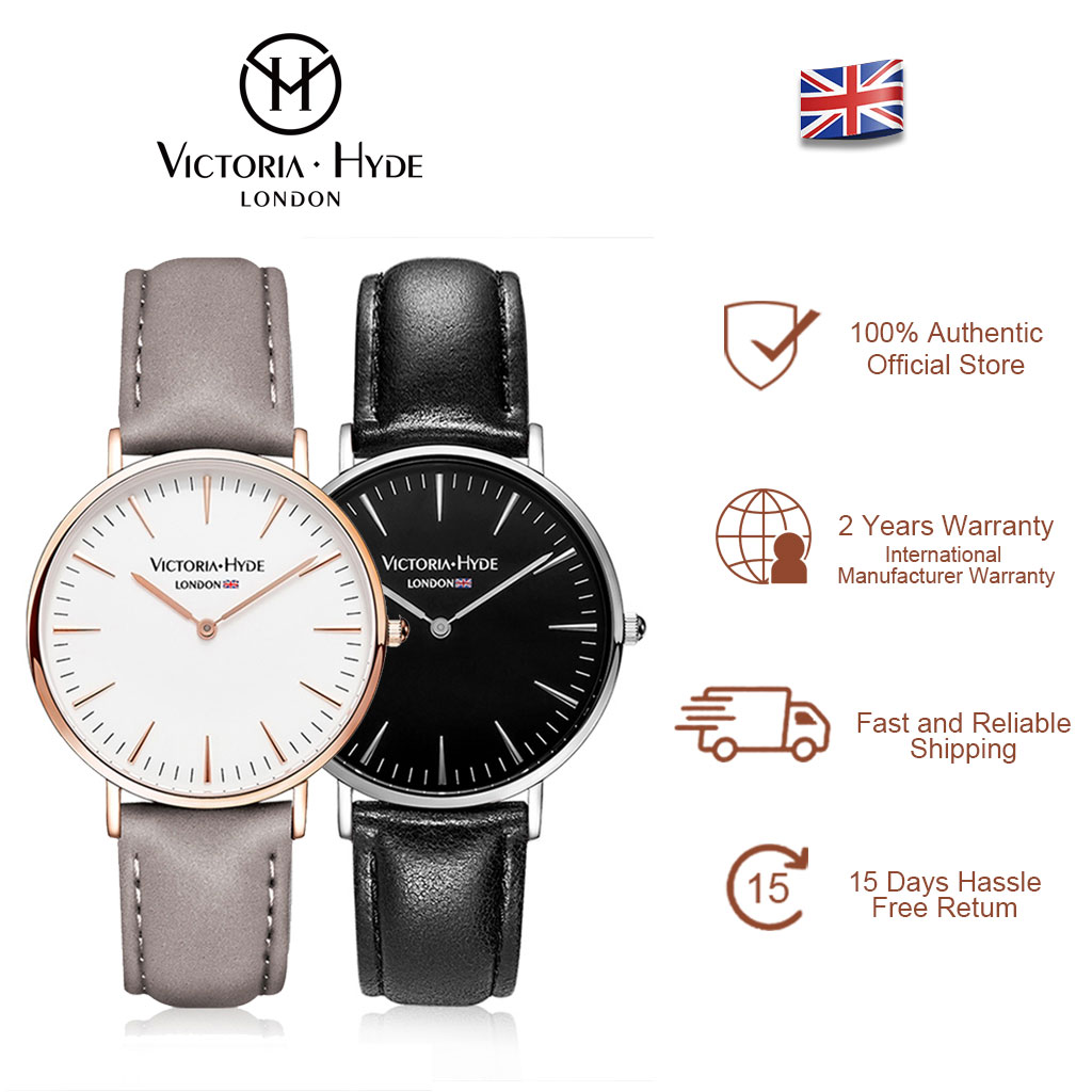 [2 Years Warranty] VICTORIA HYDE London Unisex Men Watche Circular case Japan Quartz Movement Genuine Leather Waterproof Classic Dial Women Watches Woman clock ราคา 2,959 บาท*ส่งฟรี