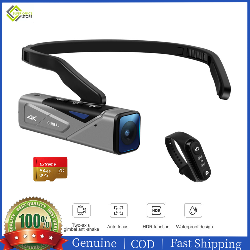 【64G Memory Card】ORDRO EP7 Head Wearable 4K 60fps Video Camera First Person View Hands-Free Camcorder APP Control Autofocus Built-in 2-Axis Gimbal Anti-shake with Remote Control ราคา 7,273 บาท*ส่งฟรี