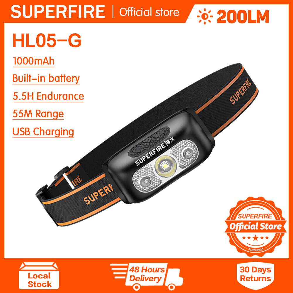 Superfire HL05-S/HL05-G/HL05-L/HL05-D cảm biến Đèn pha sạc di động đèn gắn đầu mini LED Trắng/Đỏ Ánh