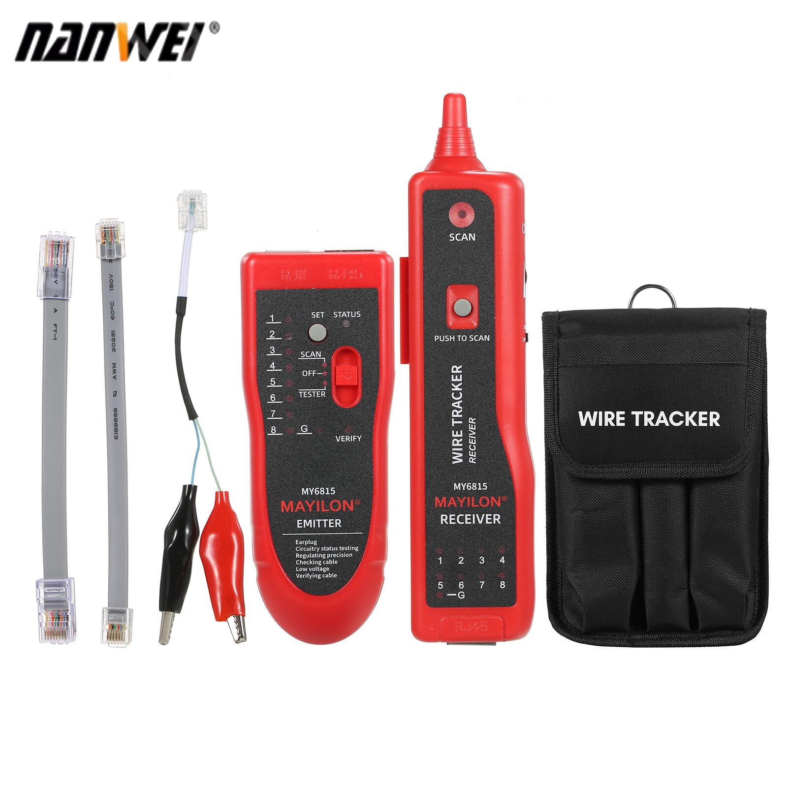 Nanwei mayilon kiểm tra cáp mạng máy dò tín hiệu kỹ thuật số chống nhiễu không ồn ào trên tải Bộ dò đường dây với chức năng tìm và căn chỉnh dòng