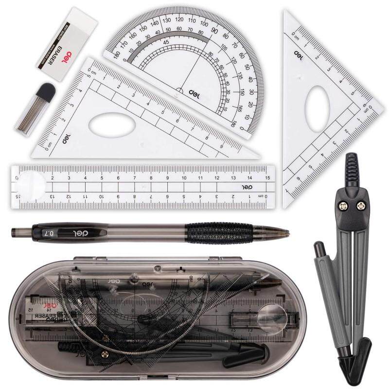 Including Drawing Compass and Protractor Set 8 Pcs Maths Geometry Set with Shatterproof Storage Box Eraser Pencil Lead Refills Exam Stationery Pencil Case Rulers Pencil 