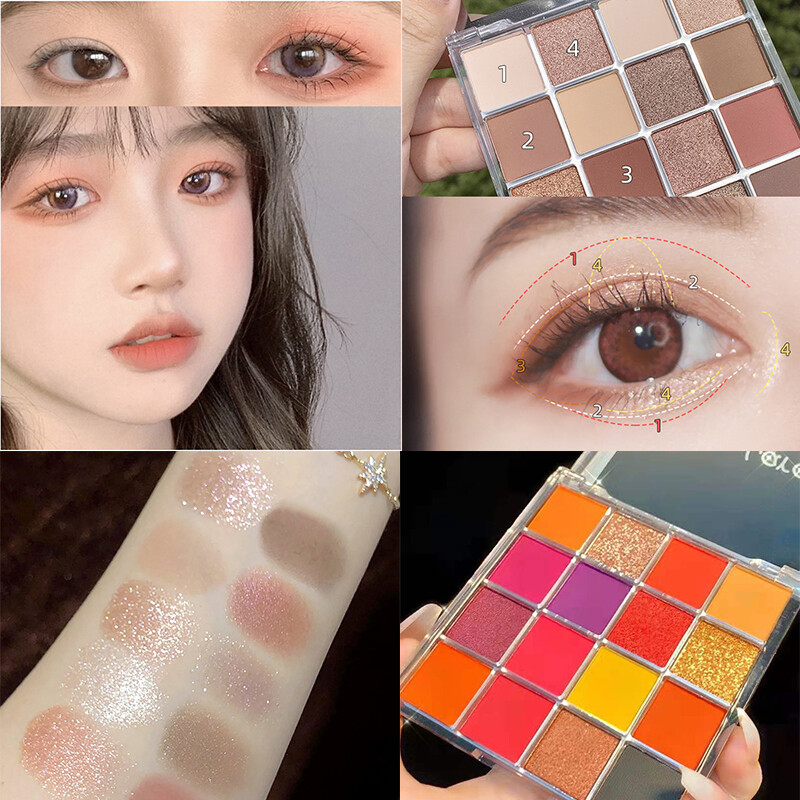 Miss lara bảng phấn mắt 16 màu phấn lì lấp lánh lấp lánh nhiều màu phấn mắt trang điểm
