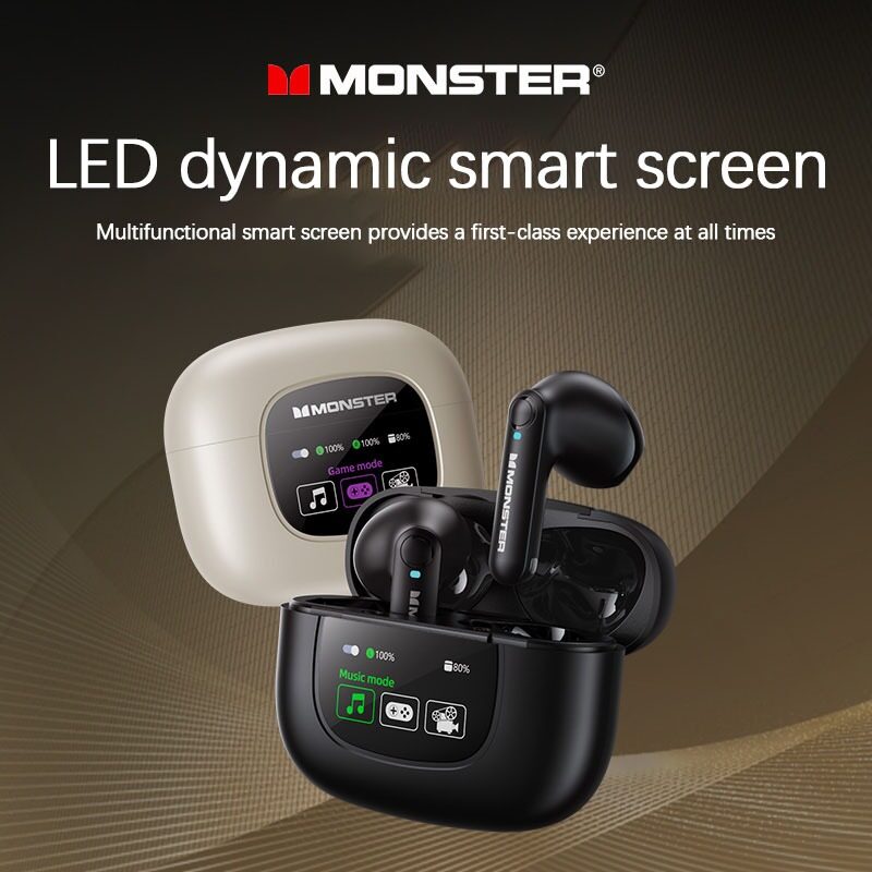 Monster XKT20 Tai nghe không dây Bluetooth V5.4 Earbuds Màn hình LED âm thanh độ trung thực cao Tai Nghe Cuộc Sống Lâu Dài Tai nghe kèm Micro Tai nghe chơi game Độ trễ thấp