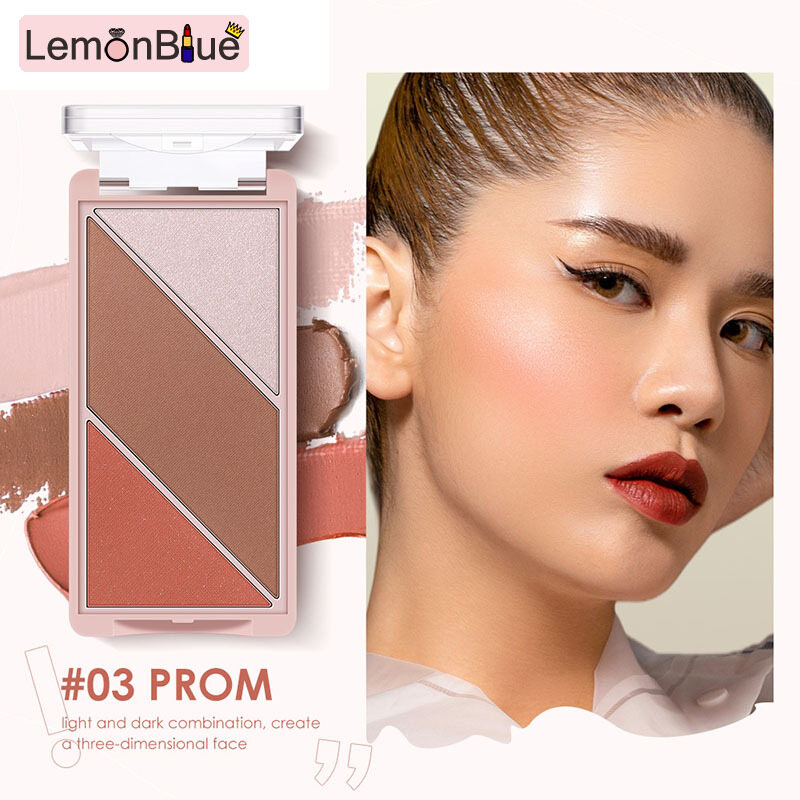 Gambar 3 Color Highlighter Concealer Face Contouring Makeup Face Bronzer Portable Convenient Face Contouring Concealing High Glossy Highlighter Bronzer Face Skin