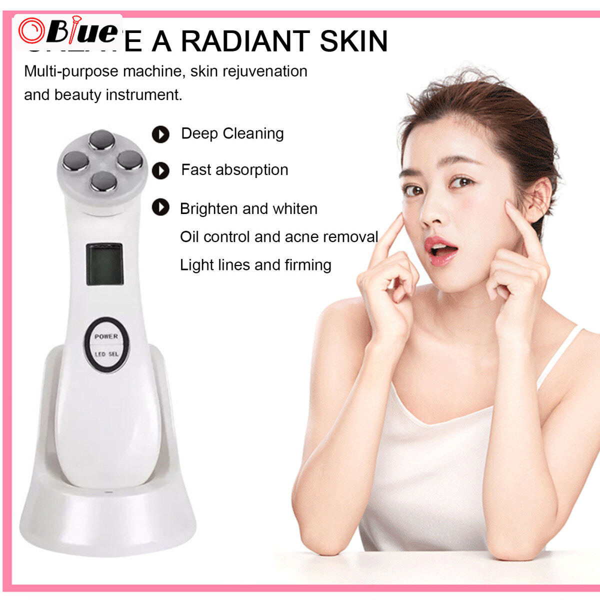 Gambar OBlue RF Radio Frequency Machine Facial Sculpting Wand High Frequency Convenient for Business Trip