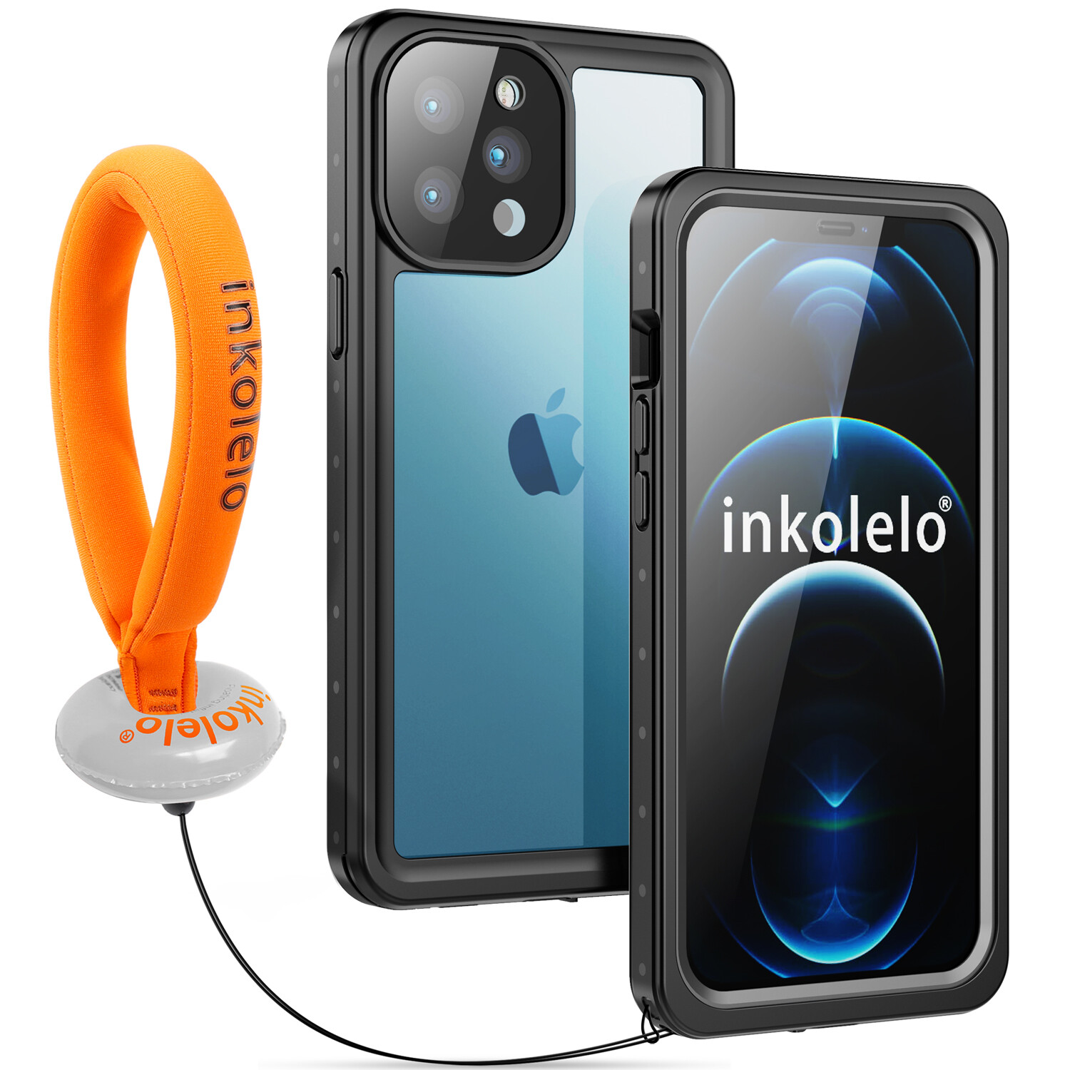 Inkolelo Trường Hợp Không Thấm Nước Cho iPhone 12 Pro Max Được Xây Dựng-Trong Miếng Bảo Vệ Màn Hình Chống Sốc Bảo Vệ Toàn Thân Bìa Cho iPhone 12 Pro Max (đen + Trong Suốt)