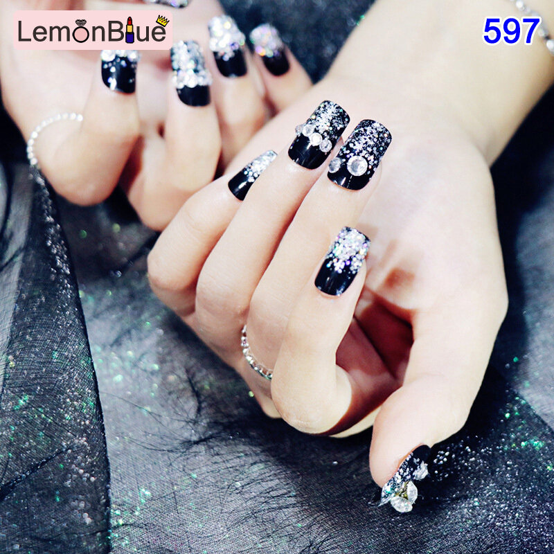 Gambar LemonBlue 24pcs Fake Nail Adhesive Removable Wearable Full Cover Flase Nails Manicure Decoration