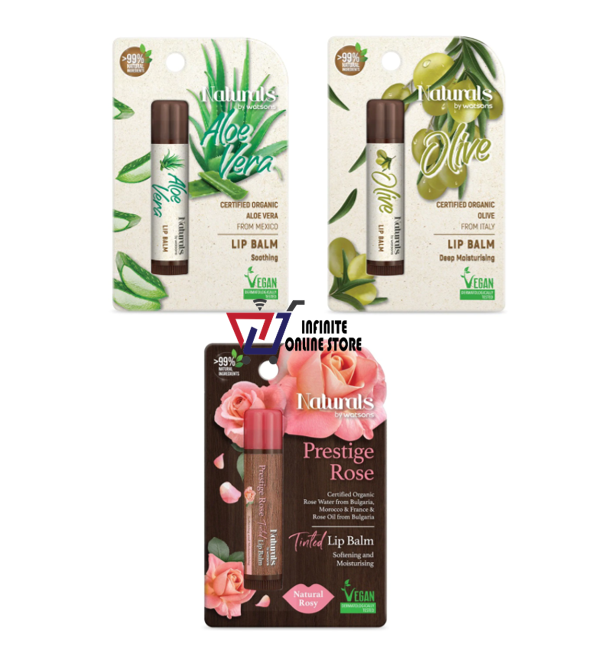 Gambar NATURALS BY WATSONS Lip Balm (4.5g) (Aloe Vera   Olive   Prestige Rose)