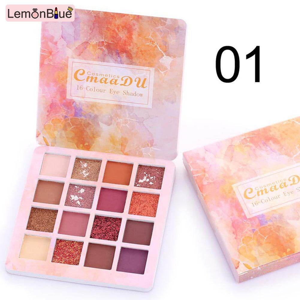 Gambar LemonBlue Eyeshadow Palette 16 Colors Glitter Eyeshadow High Pigment Silky Powder Makeup Pallete