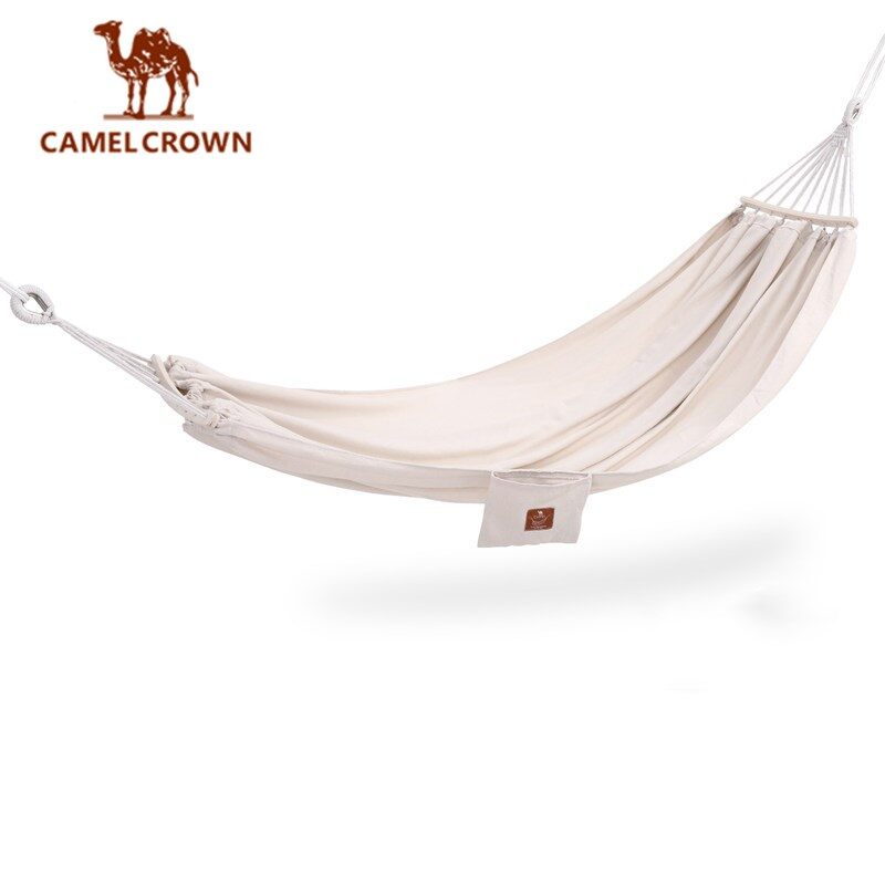 Camel crown võng cắm trại võng vải cotton thoáng khí du lịch cắm trại sọc trong nhà cây đu đưa sân vườn sân sau bền chắc có túi đựng