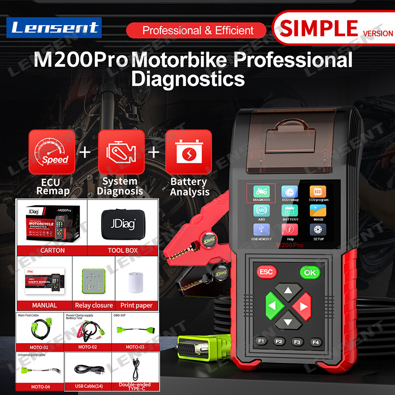 Lensent JDiag M200 PRO simple version Moto Scanner D87 D88 CO idle speed adjustment ABS test ECU Remapping ECU programming function TPS Diagnostic EFI Motorcycle Tester Battery Print function Relay test injector ราคา 7,427 บาท*ส่งฟรี