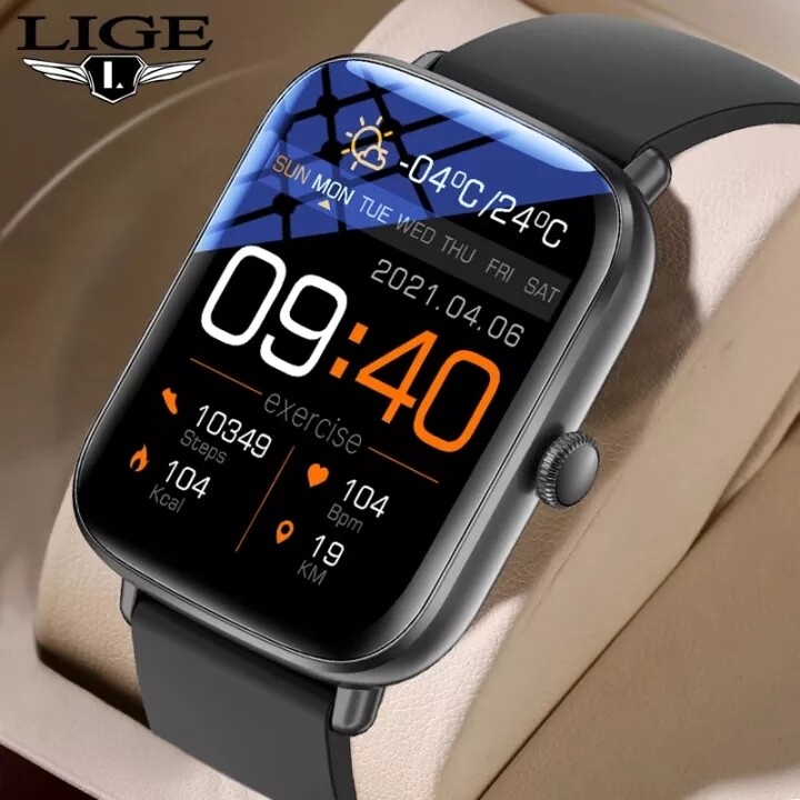 LIGE đồng hồ đeo tay nam Bluetooth Màn hình nhịp tim Đồng hồ thông minh dành cho nam Quay số đầy đủ cảm ứng Cuộc gọi theo dõi thể dục IP68 đồng hồ nữ chính hãng cao cấp + Hộp