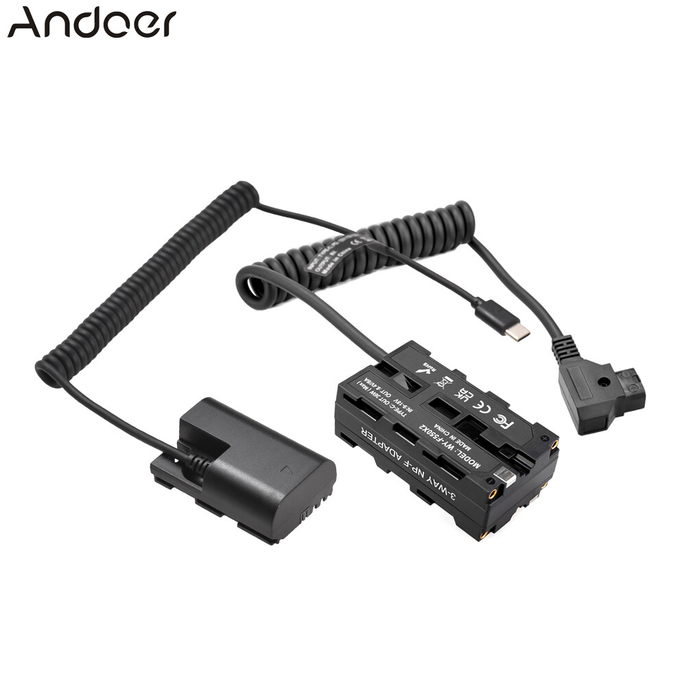 Andoer D-Tap to Dual-sided NP-F550 Dummy Battery + Type-C to DR