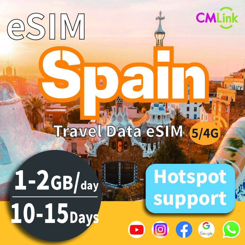 Spain eSIM: Unlimited Data for 10 or 15 Days 2GB per Day. Countries Covered:Netherlands, France, Spain, Italy, United Kingdom, Germany, Portugal .High-Speed Data for Travel Prepaid 4G/5G LTE (QR Code Sent to Your Email) ราคา 288 บาท*ส่งฟรี