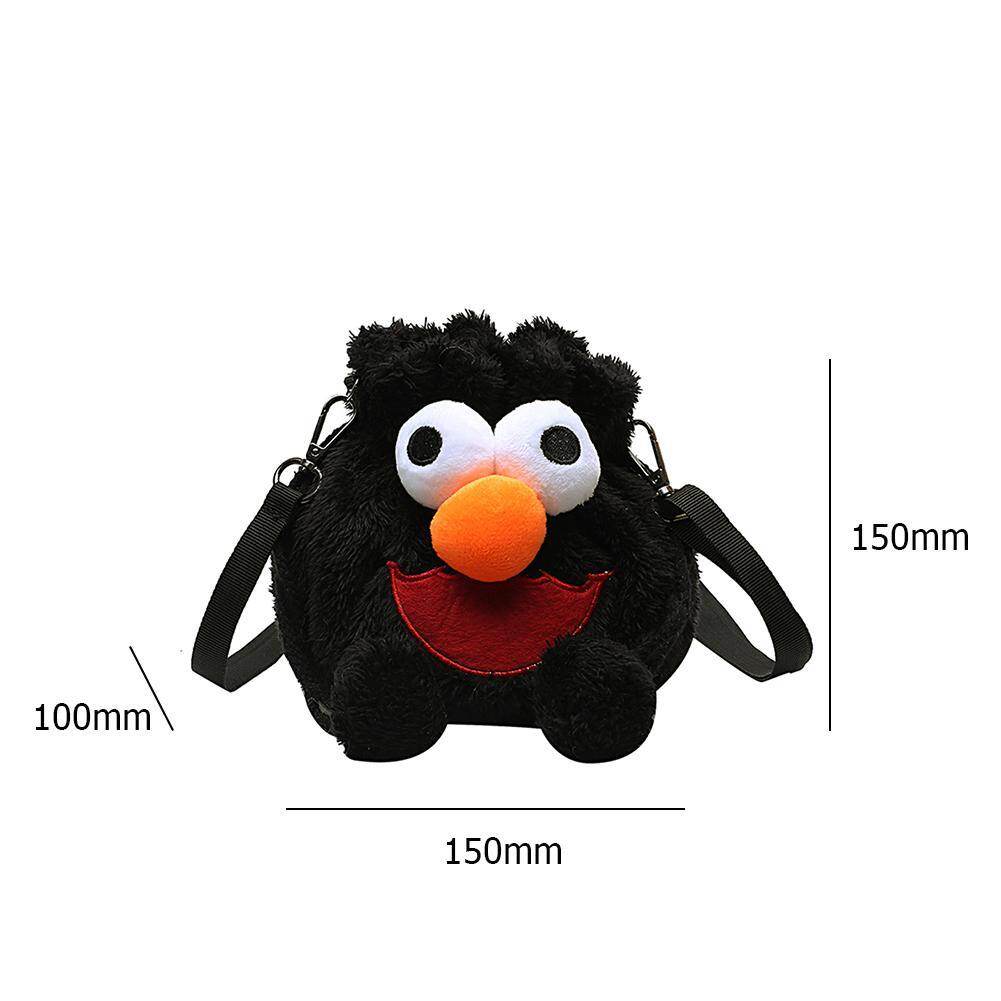 [Pinfect] Elmo Jalan Sesama Cookie Monster Fashion Wanita Musim Dingin Lembut Mewah Bahu Tas Selempang Kartun Indah Serut Saku Uang Mini Belanja Tas
