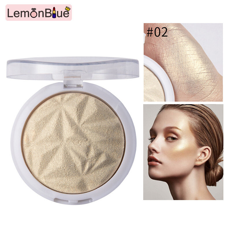 Gambar 6 Colors Monochrome Diamond Highlighter High Gloss Long Lasting Brighten Shadow Facial Makeup Cosmetic
