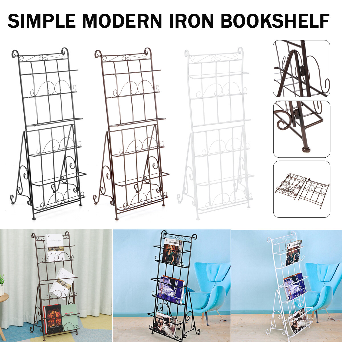 Nghiêng Kệ Tạp Chí Báo Văn Học Giá Kệ Sách Lưu Trữ Sắp Xếp Giá Sách Kệ Sắt 42X55X18Cm Nhà Phòng Khách Văn Phòng