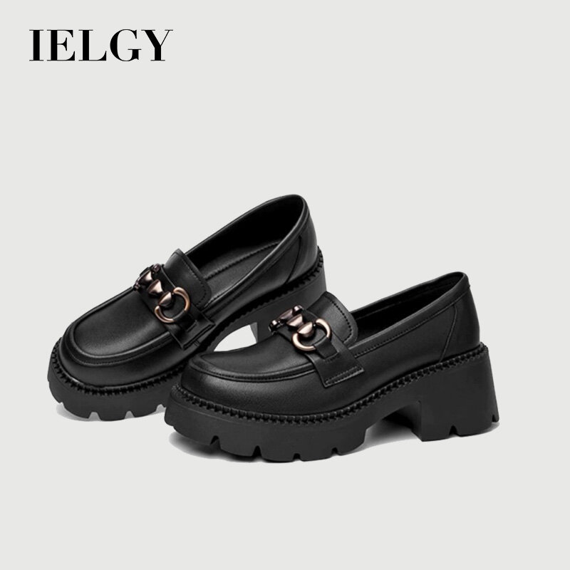 IELGY muffin British style platform heightening loafers women's versatile thick heel ราคา 565 บาท*ส่งฟรี