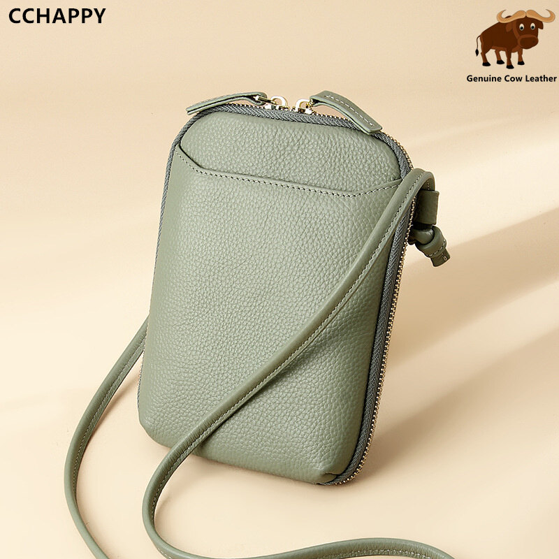 Cchappy da bò Túi đựng điện thoại cho phụ nữ da thật Túi đeo vai một bên nữ Túi đeo chéo nhỏ