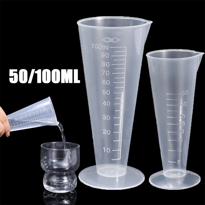 50/100ml nhựa tam giác cốc đo lường trong suốt tốt nghiệp cốc đo lường phụ kiện phòng thí nghiệm dụng cụ nhà bếp