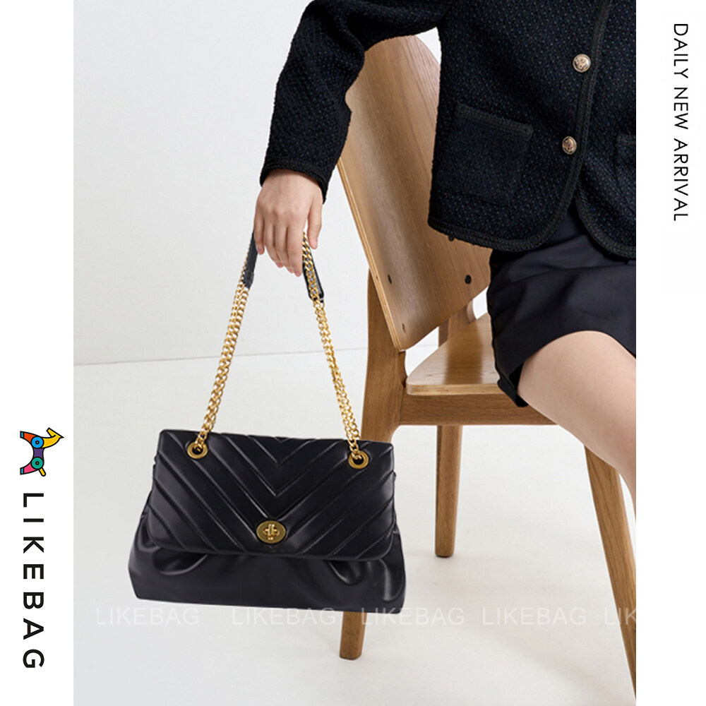 LIKEBAG fashion women's bag casual flap shoulder underarm bag embroidered thread PU leather large capacity messenger bag ราคา 1,299 บาท*ส่งฟรี