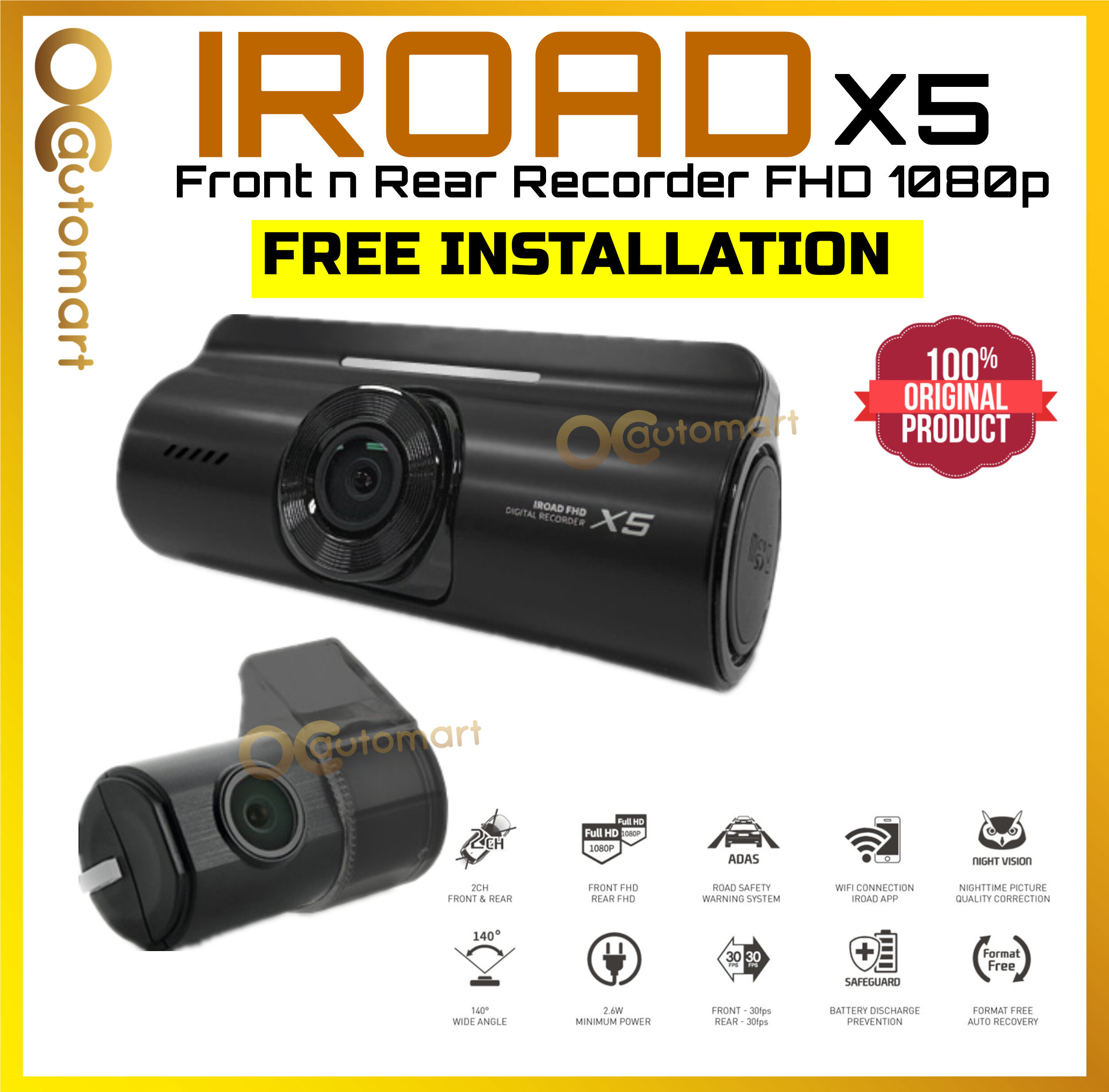 iroad dash cam x5