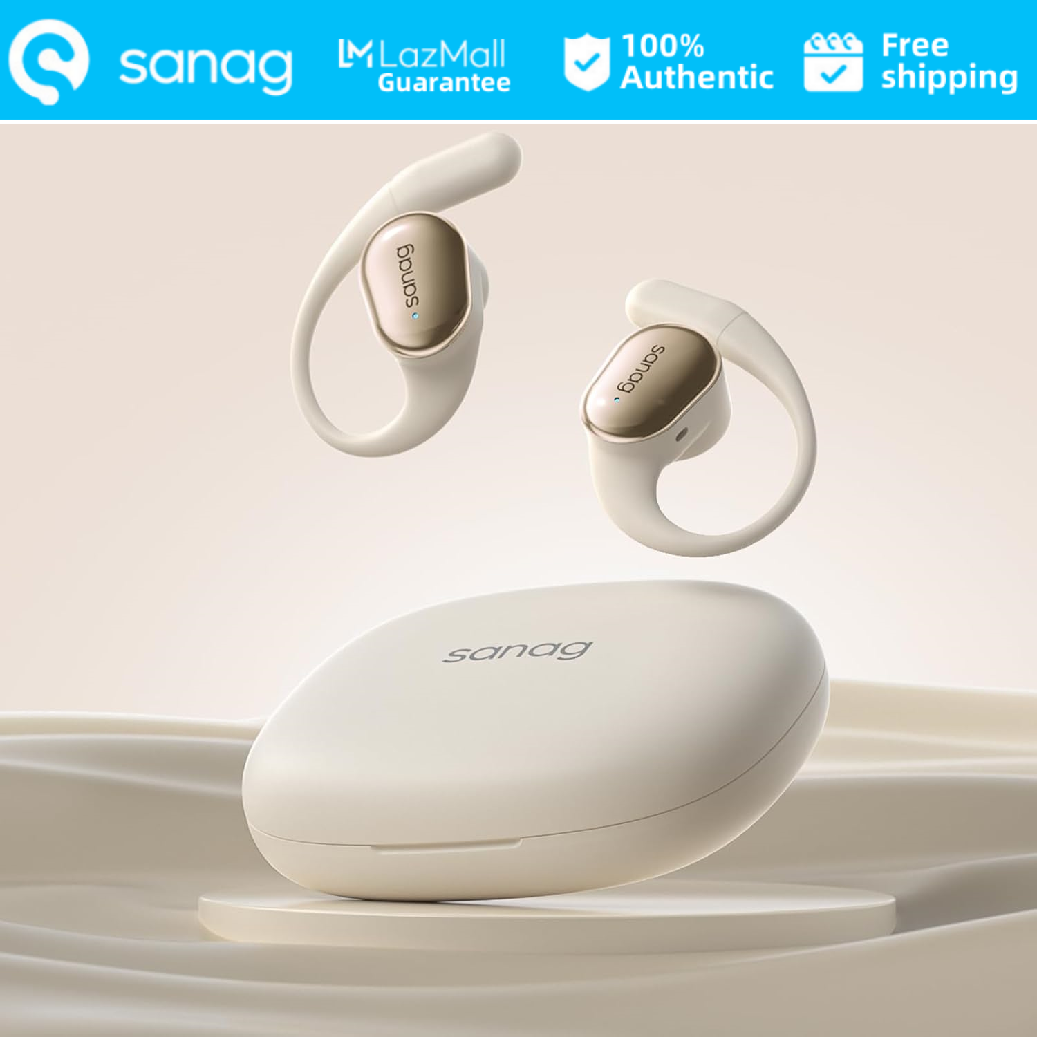 Sanag Open Ear Earbuds, Over The Ear Earbuds Wireless Bluetooth 5.4 with ENC Mic, HiFi Sound Deep Bass, Clear Calls, Fast Charging, 56H Playtime, IPX4 Waterproof Sport Ear Buds for Running/Workout ราคา 1,596 บาท*ส่งฟรี