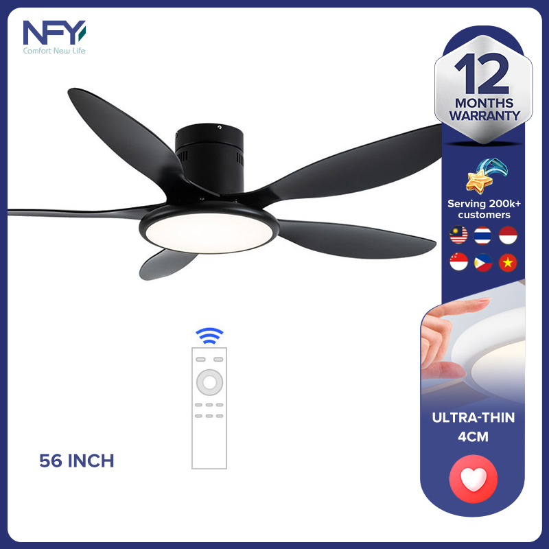 Inverter Nordic fan lamp restaurant home modern minimalist ultra-thin low-floor fan chandelier new Chinese-style ceiling fan lamp ราคา 6,266 บาท*ส่งฟรี