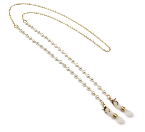 New Pearl Eyeglass Chain – Anti-Lost Mask Chain, Eyeglass Lanyard, White Pearl & Gold Chain 7801Z19 ราคา 417 บาท*ส่งฟรี