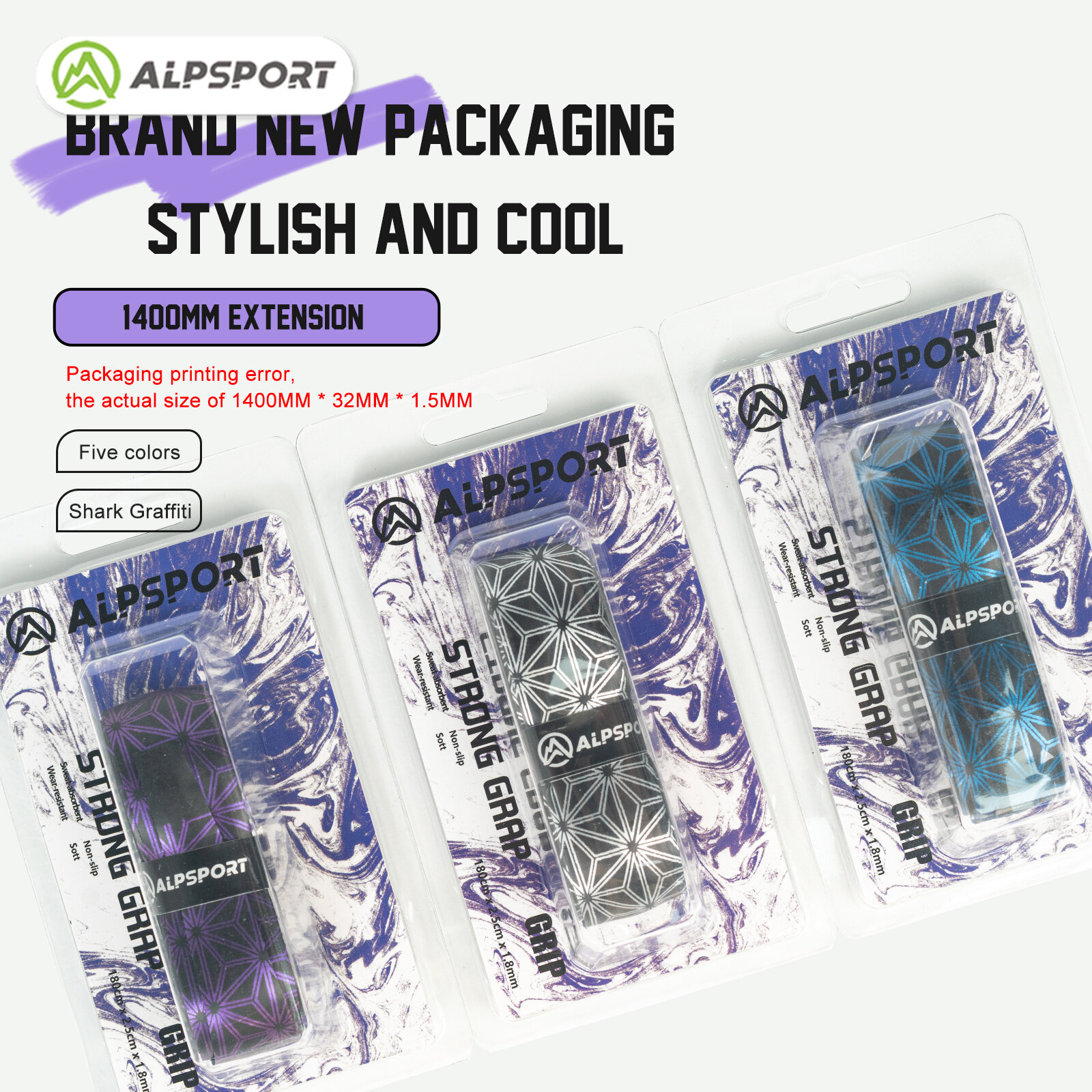  ALP 1.4m Tay Cầm Chuyển Màu Sặc Sỡ In Cao Su Gân Lườn Băng Quấn Đàn Hồi Thấm Mồ Hôi Cho Cần Câu 