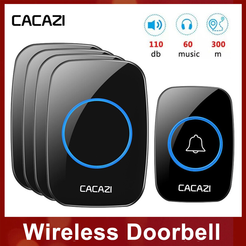 CACAZI A10 Waterproof wireless doorbell 1 Transmitter 4 Receiver 100