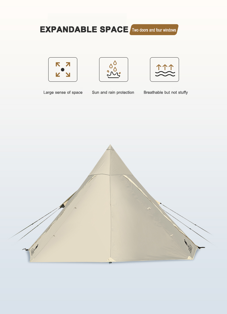 CAMEL CROWN Outdoor Exquisite Camping Tent Portable Folding Indian Pyramid Automatic Tent · v23