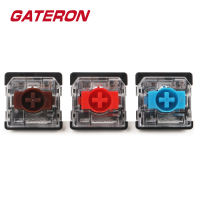 GATERON KS-33โครงแบบต่ำสวิตช์สีแดงน้ำตาลน้ำเงิน3ขาสำหรับใช้เป็นโครงแบบแป้นพิมพ์กลไก MX สีดำด้านล่าง