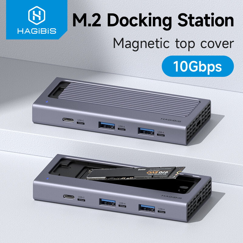 Hagibis M.2 SSD Enclosure Compatible With M.2 NVME and M.2 SATA hard drives Supports 2230 2242 2260 2280 Size With USB C HUB 10Gbps USB 3.1 USB C For MacBook Pro iPhone15 Pro Max Mac Mini Windows ราคา 1,399 บาท*ส่งฟรี