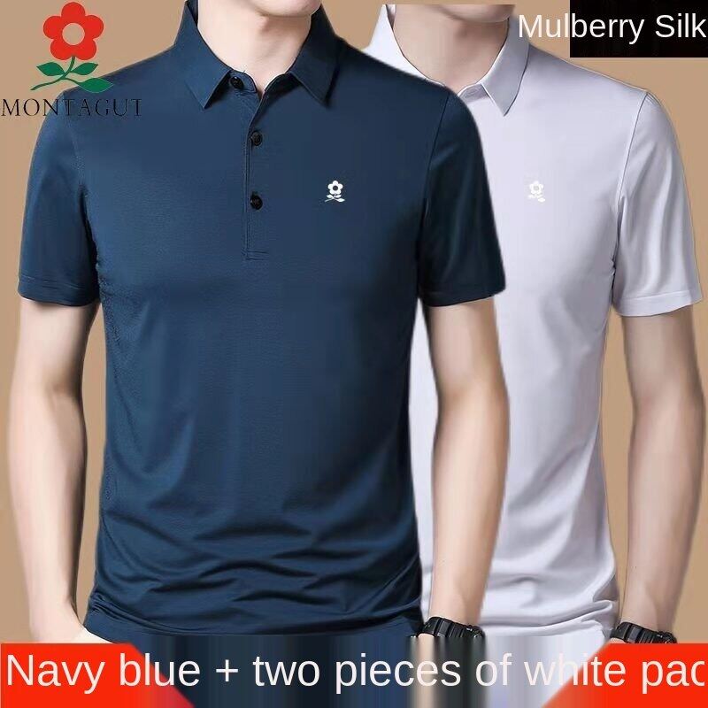 Montagut men's short sleeve silkworm ice silk T-shirt men's 2021 New polo collar youth half sleeve T-shirt polo shirt fashion