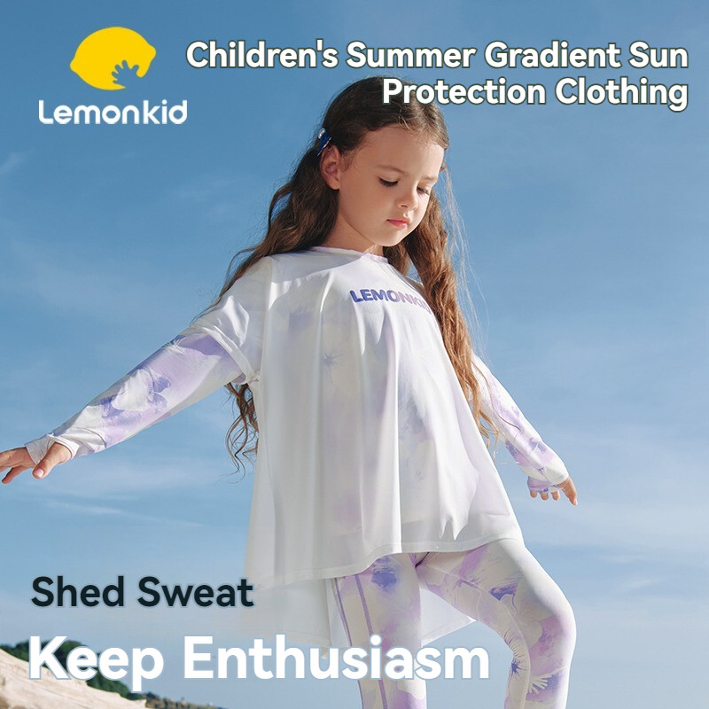 Lemonkid Áo Thun Hai mảnh chống nắng giả cho bé gái áo thun tay áo dài mùa hè khô nhanh Áo thể thao cảm giác mát mẻ lk2241707