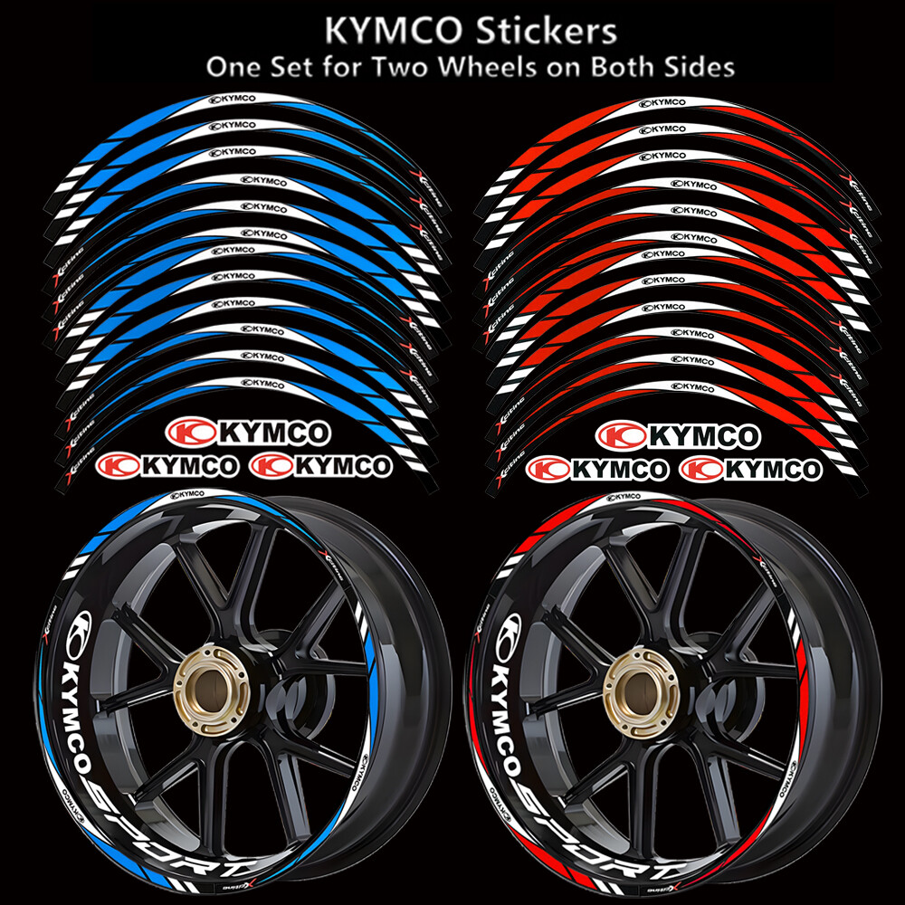 16 Miếng Dán Hub KYMCO Bánh Xe Máy Phản Quang 17 Inch Cho KYMCO Xciting (Kích Thước: 14in Và 15in)