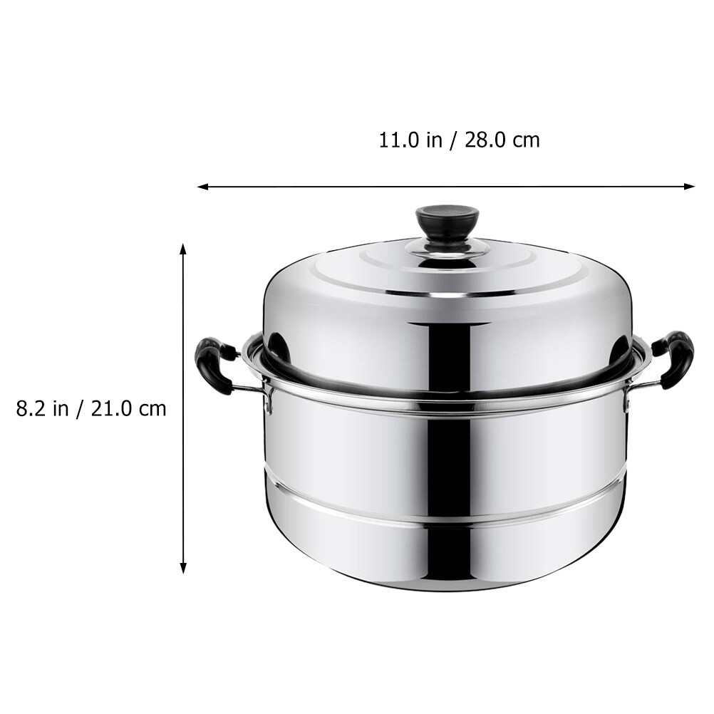 Gambar Stainless Steel two Three layer 28cm Steamer pot Soup Steam Pot Universal Cooking Pots for Induction Cooker Stove steam pot