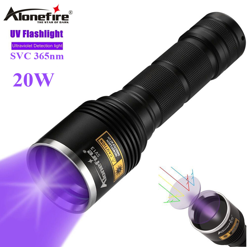 Alonefire SV13 15W Đèn Pin UV LED 365nm Đèn Cực Tím Vô Hình Đèn Pin Đen Ánh Sáng Pet Nước Tiểu Vết Phát Hiện